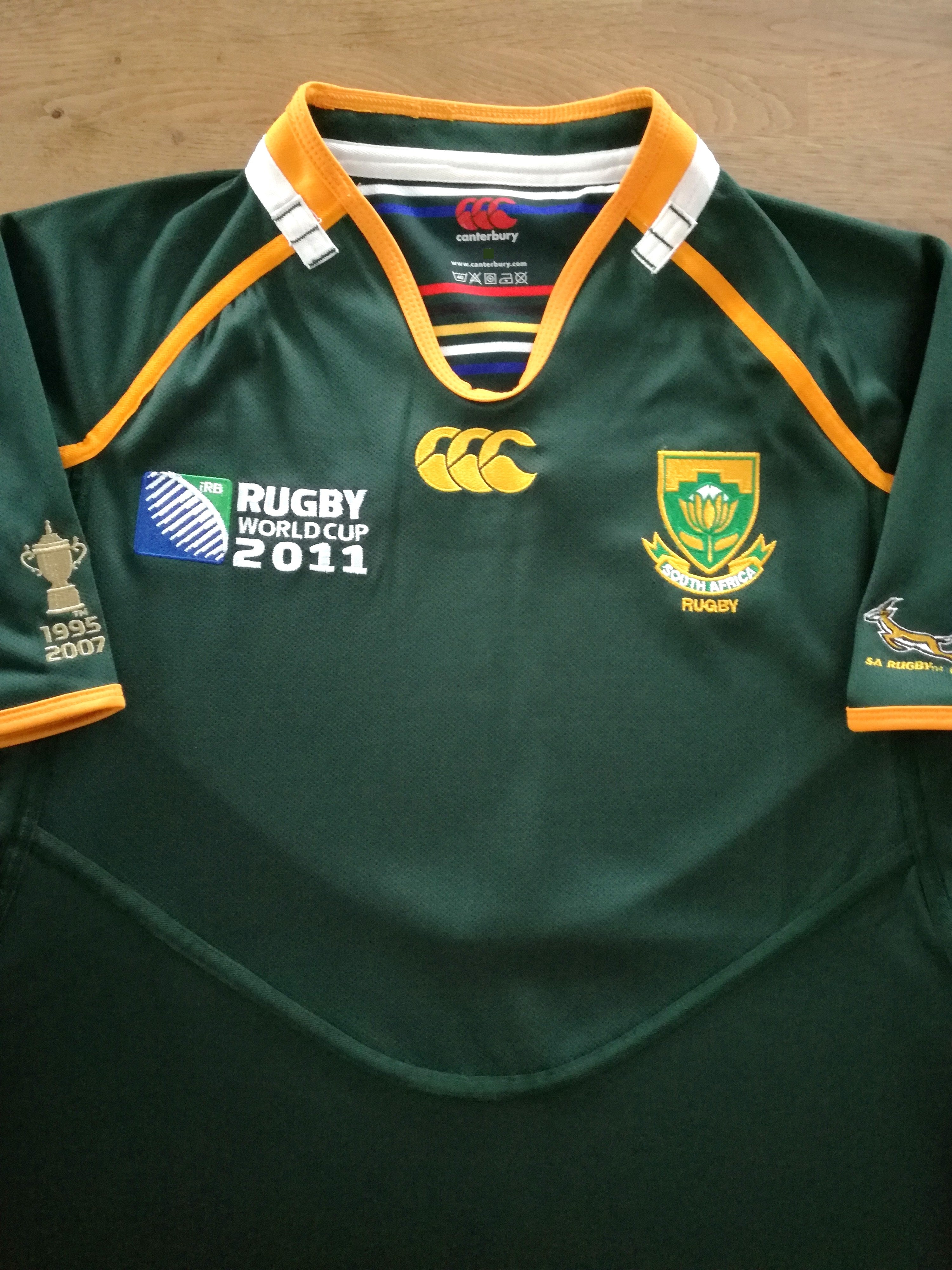 2011 South Africa Home World Cup Pro-Fit Rugby Shirt