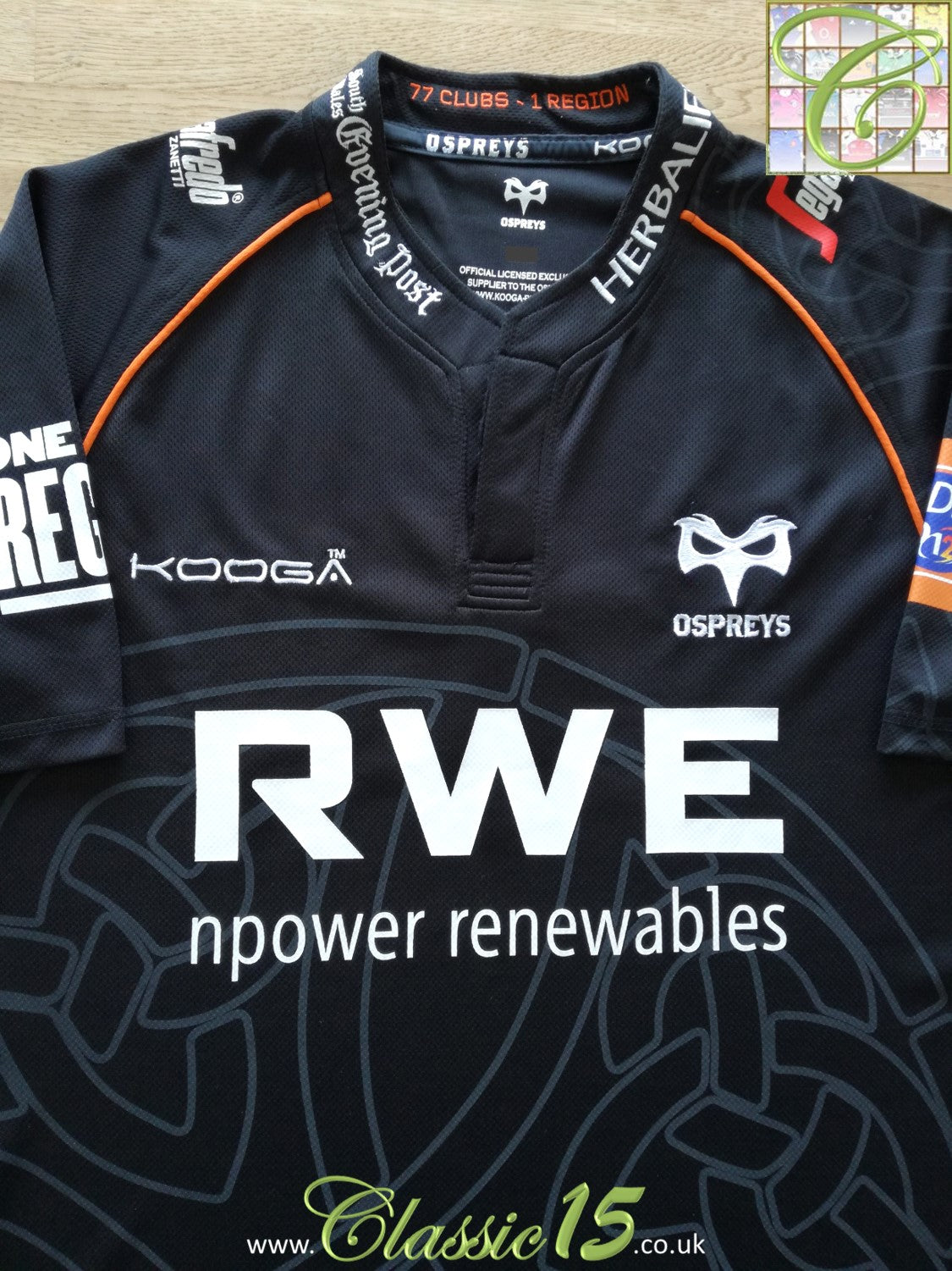2013/14 Ospreys Home Pro12 Rugby Shirt (L)