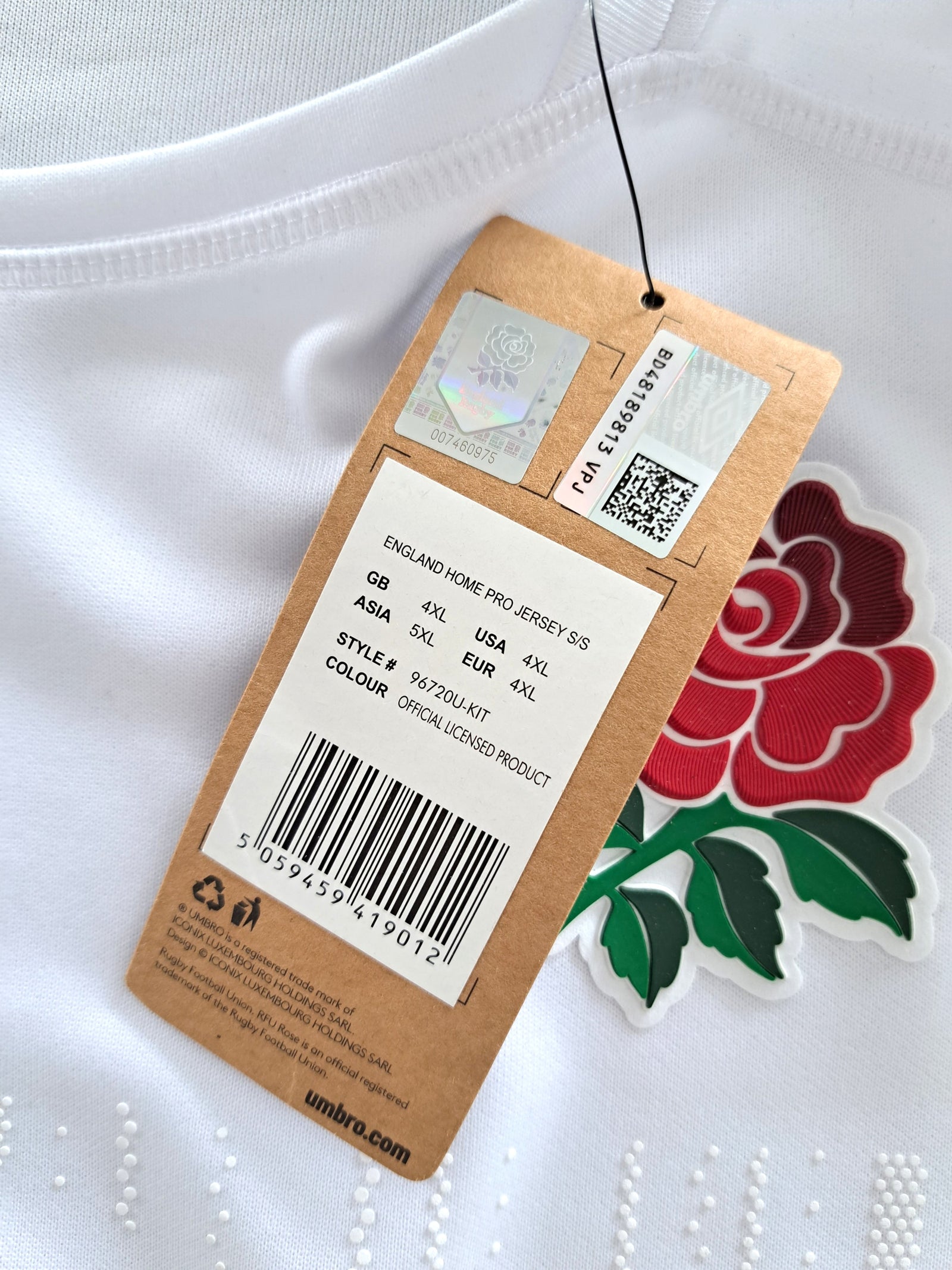 2022/23 England Home Pro-Fit Rugby Shirt (4XL) *BNWT*