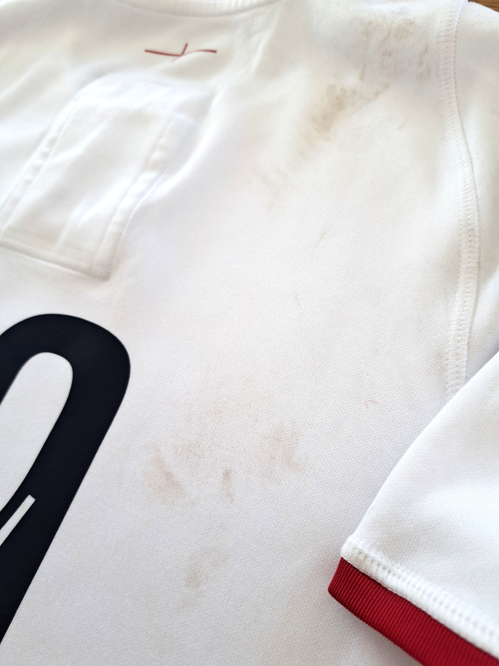 2022/23 England Red Roses Home Match Worn Rugby Shirt #19 (Size 14)