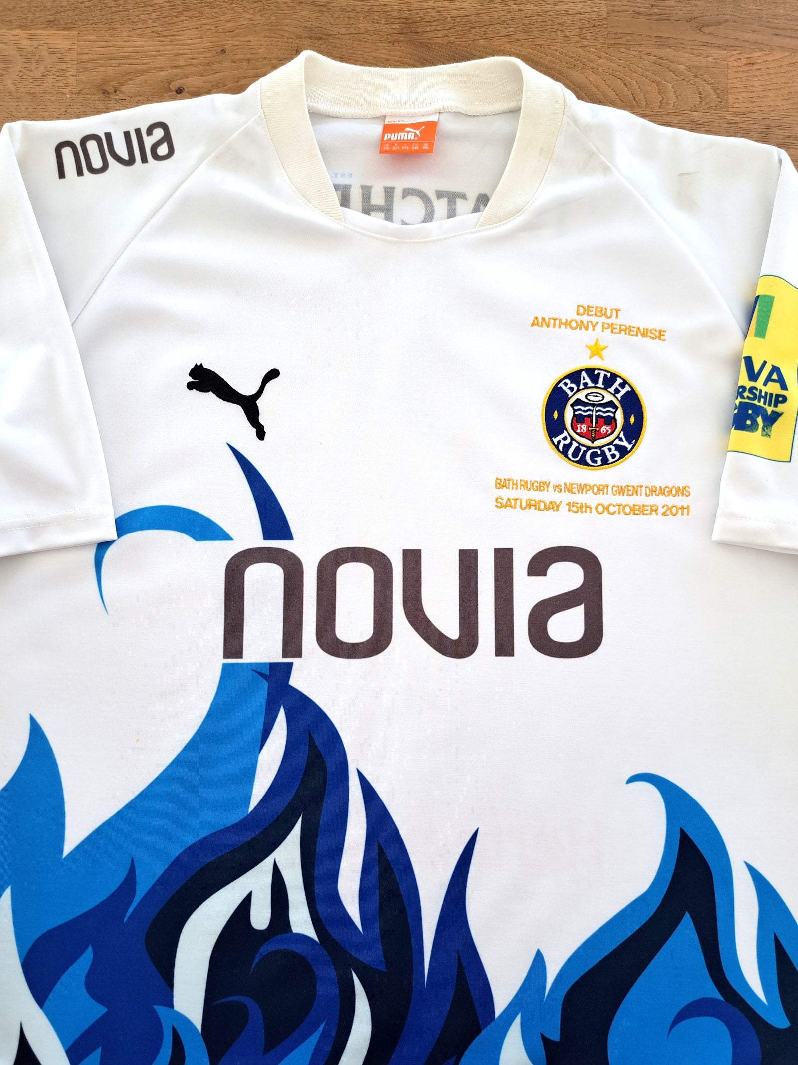 2011/12 Bath Away Match Worn 'Debut' Premiership Rugby Shirt #18
