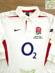 2003 England Home 'World Cup Winners' Long Sleeve Rugby Shirt