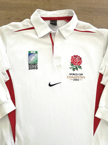 2003 England Home 'World Cup Champions' Long Sleeve Rugby Shirt