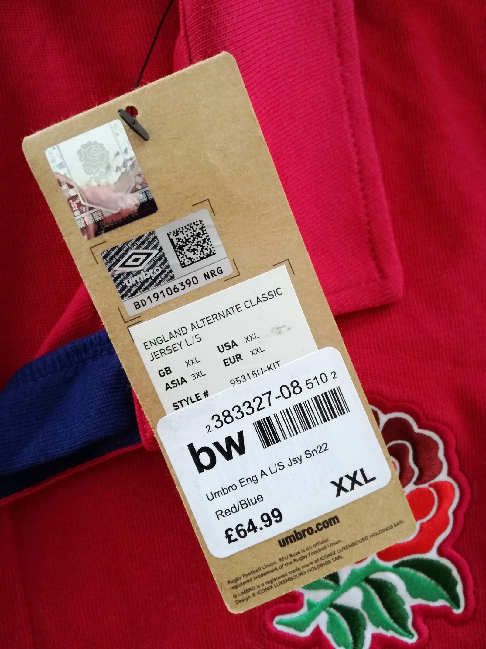 2021/22 England Away Rugby Shirt. (XXL) *BNWT*