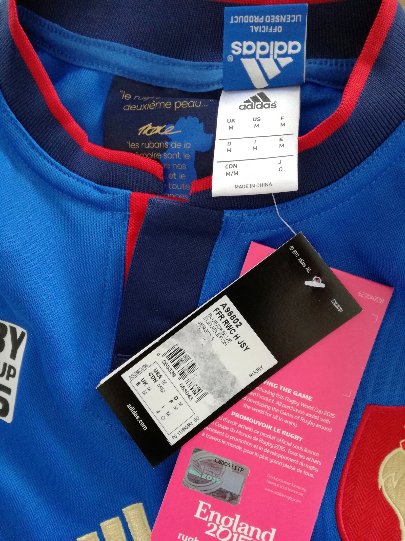 2015 France Home World Cup Rugby Shirt (M) *BNWT*