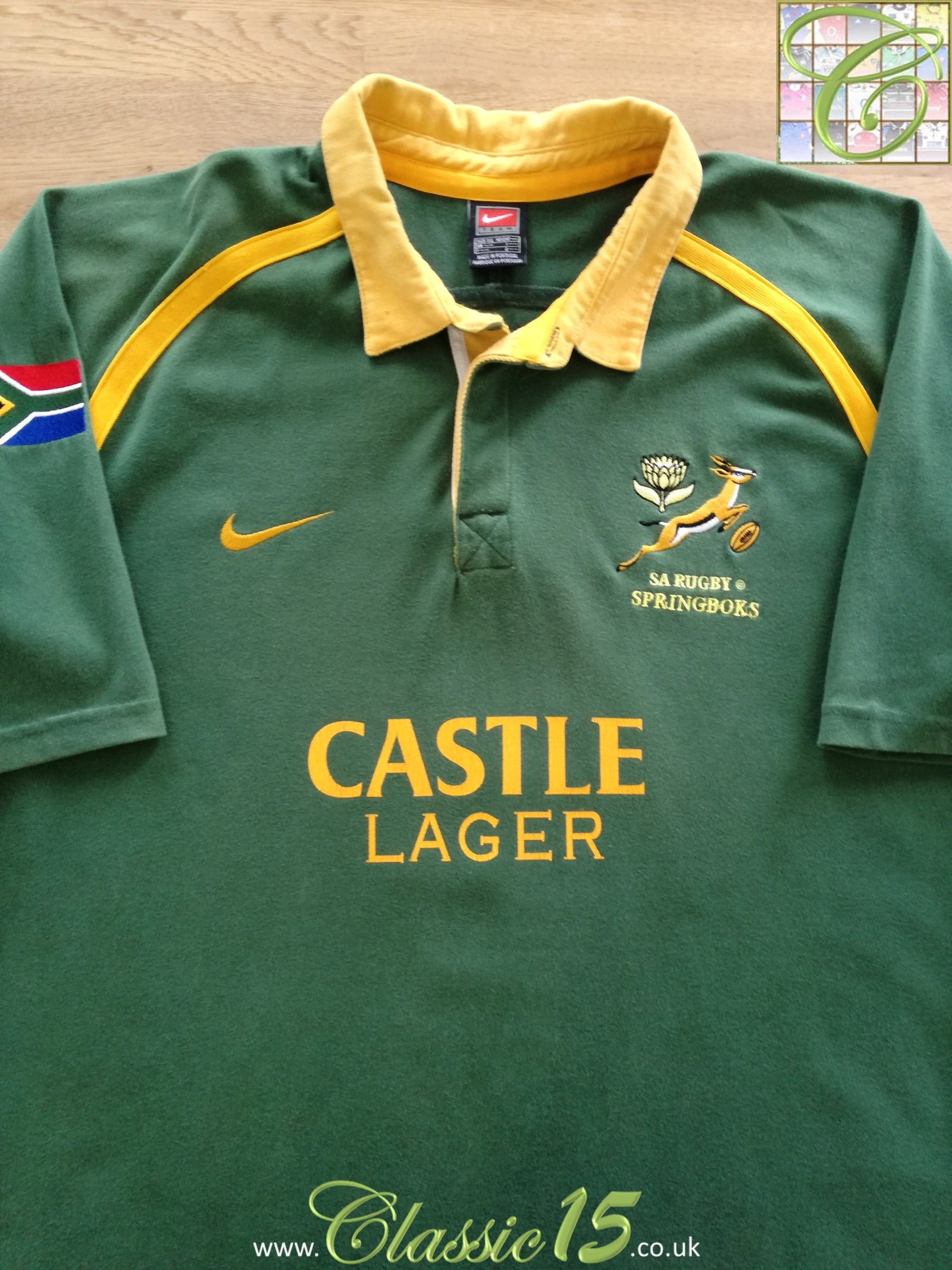 2001 South Africa Home Test Worn Rugby Shirt Matfield #4 (3XL)